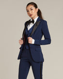 Navy & Black Peak Lapel Tuxedo Jacket - Women’s Tuxedo Suits | girls prom tuxedo | gal tux | Wedding Party, Bridesmaids