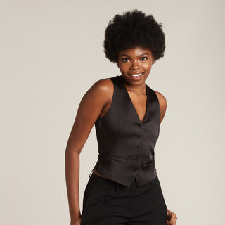 Women's Black Tuxedo Vest | Shop Tuxedo For Prom Girl Online – LITTLE ...