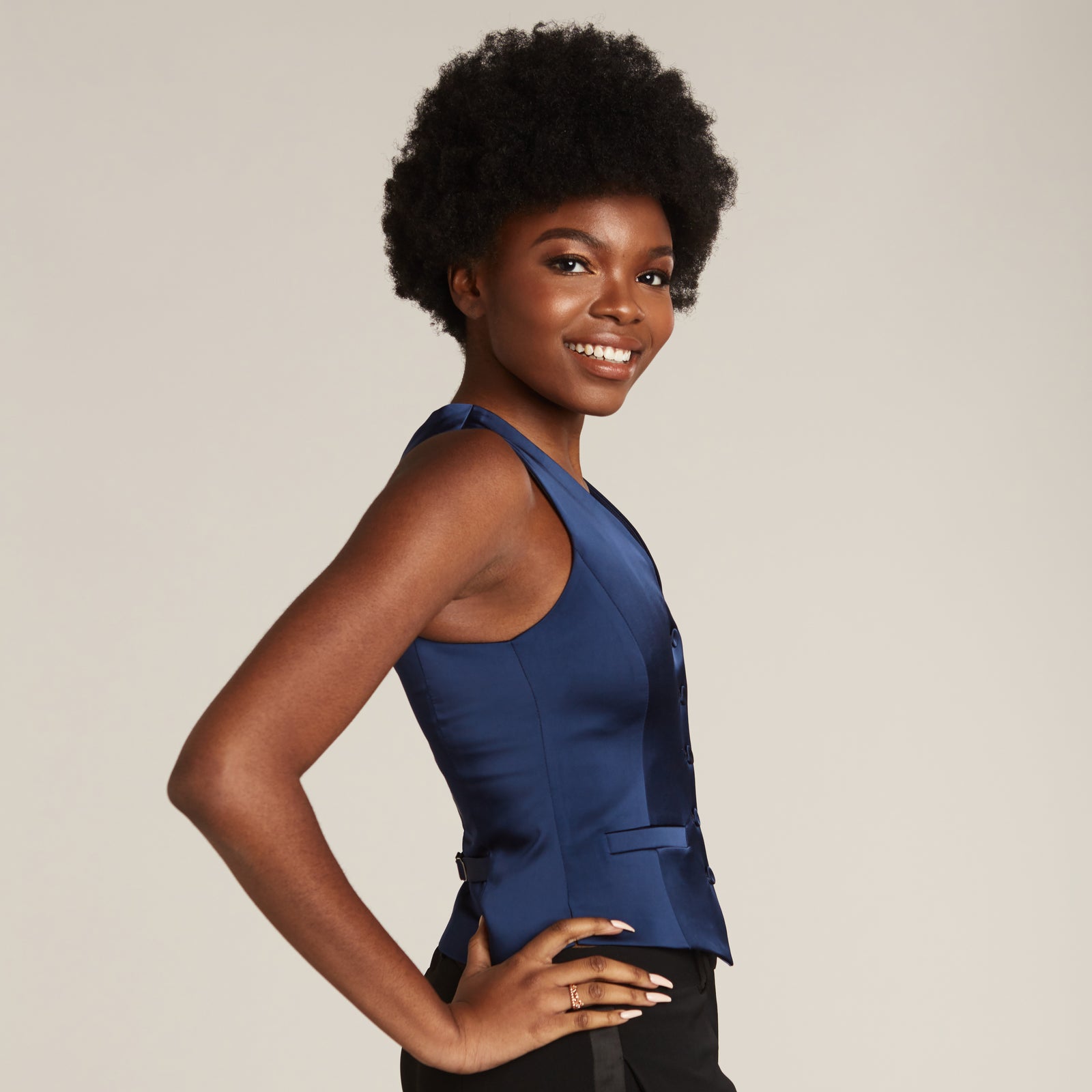 Women's Royal Navy Blue Tuxedo Vest LITTLE BLACK TUX