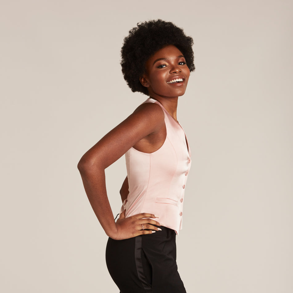 Women’s Blush Pink Tuxedo Vest – LITTLE BLACK TUX