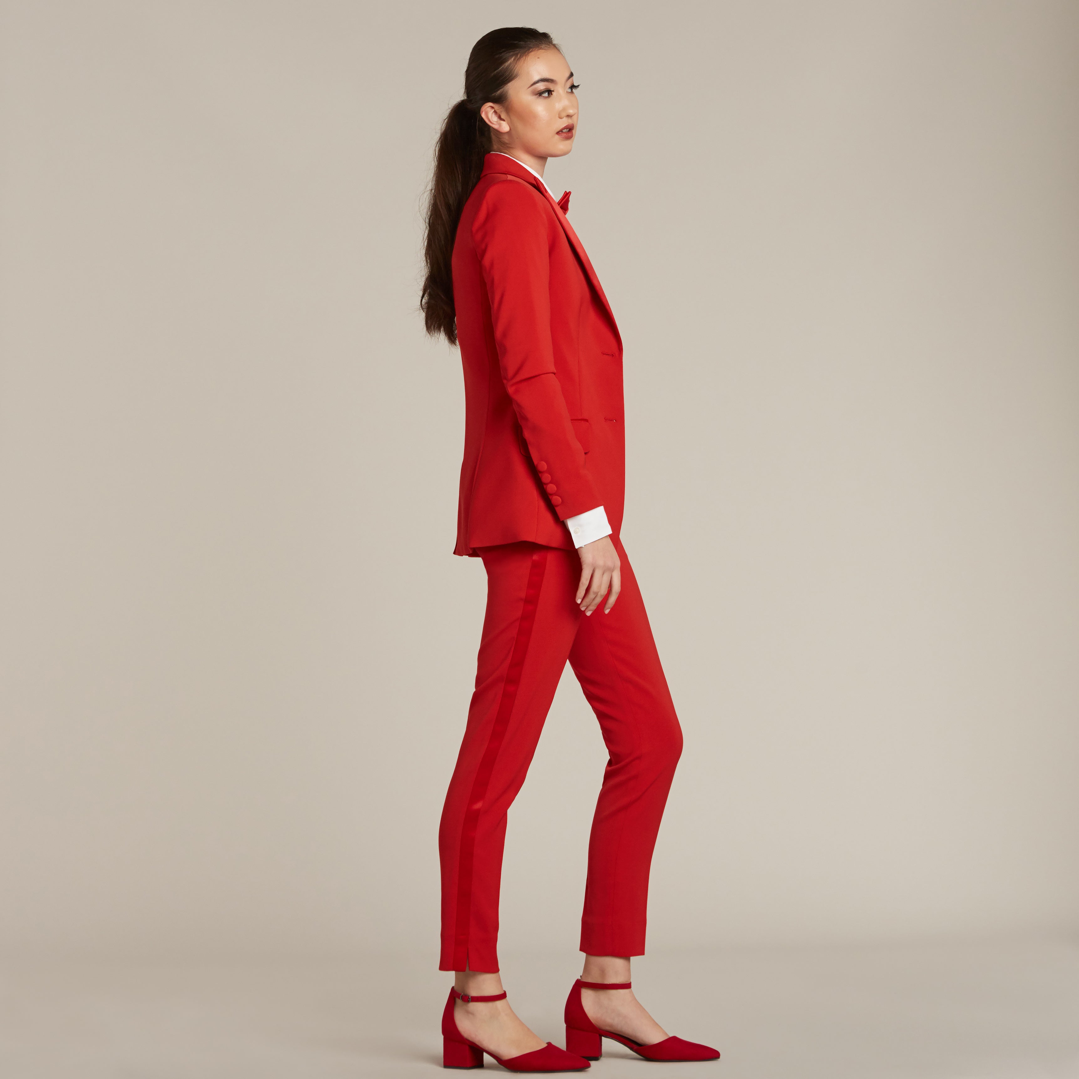 Red Ultra Slim Fit Tuxedo Pants - Women’s Tuxedo Suits | girls prom tuxedo | gal tux | Wedding Party, Bridesmaids