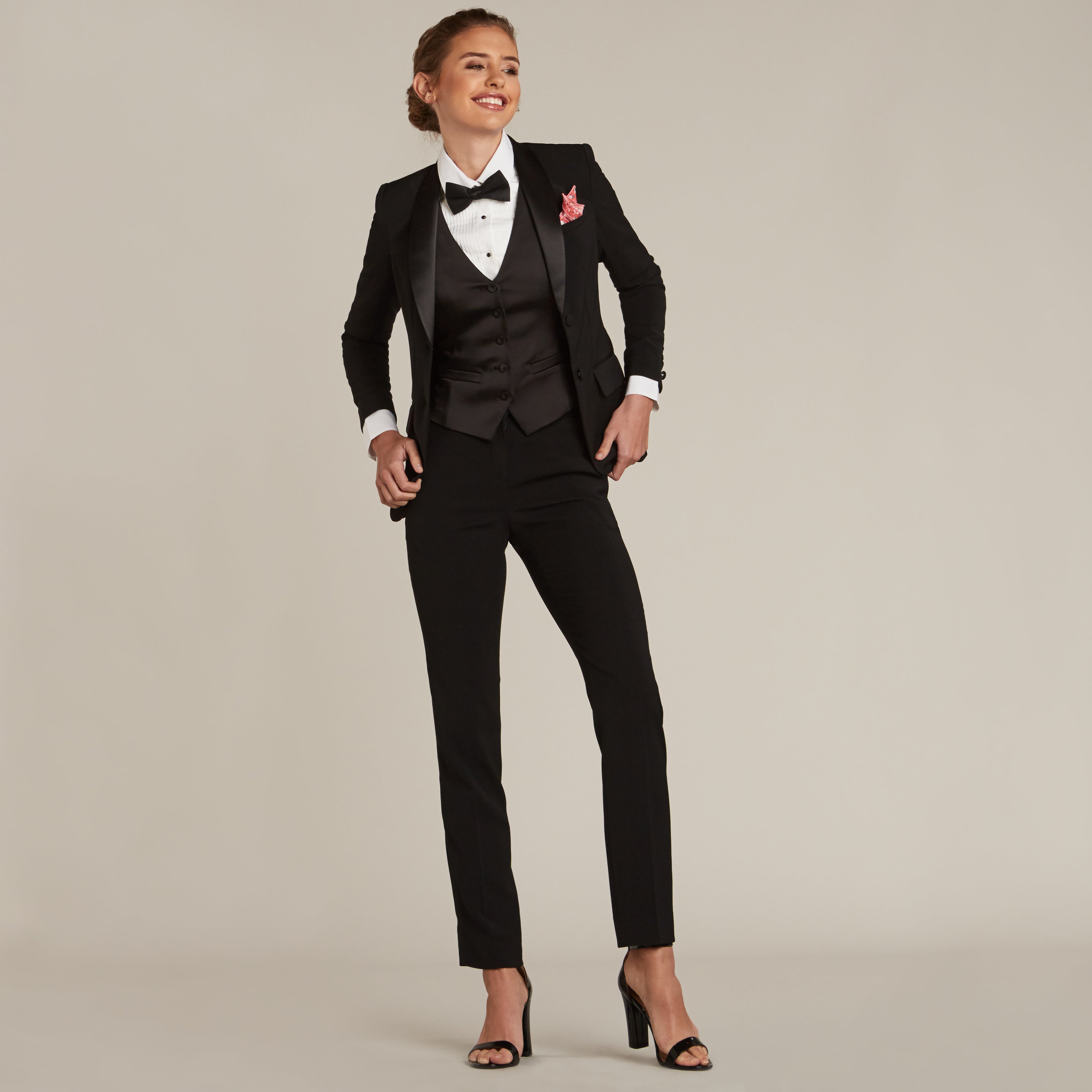 Black Slim Fit Tuxedo Pants w/ Satin Back Pocket