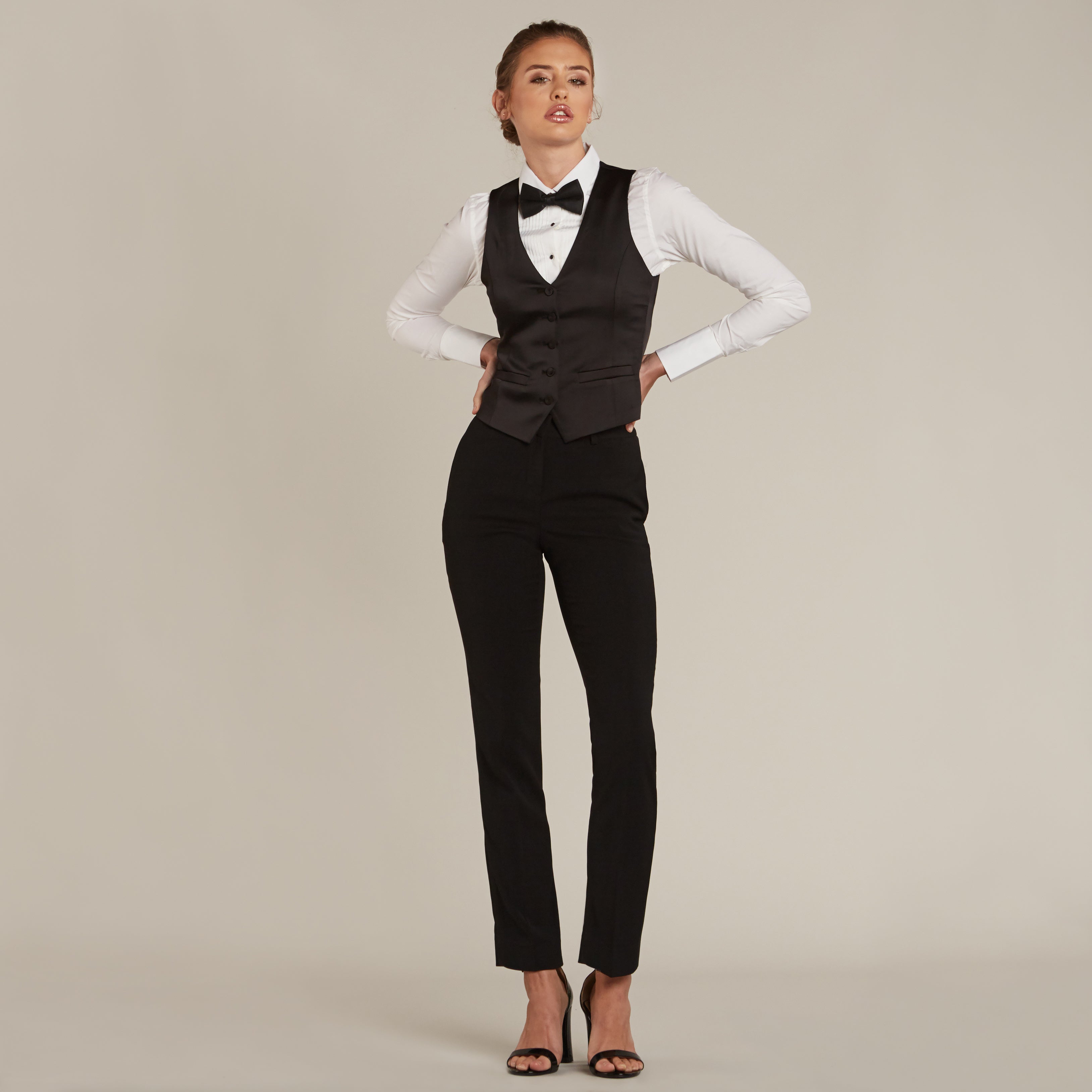 Black Slim Fit Tuxedo Pants w/ Satin Back Pocket