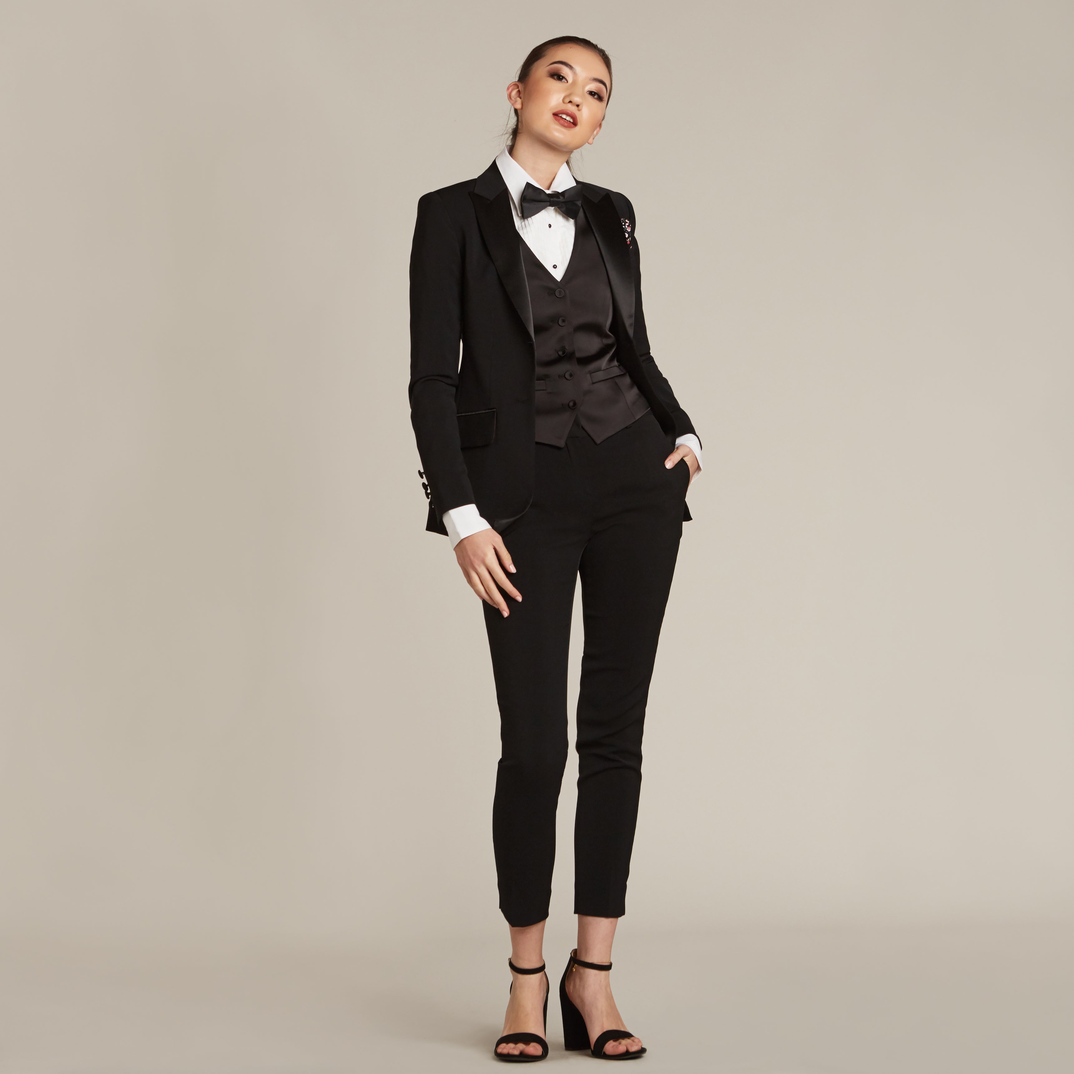 Black Peak Lapel Tuxedo Jacket - Women’s Tuxedo Suits | girls prom tuxedo | gal tux | Wedding Party, Bridesmaids