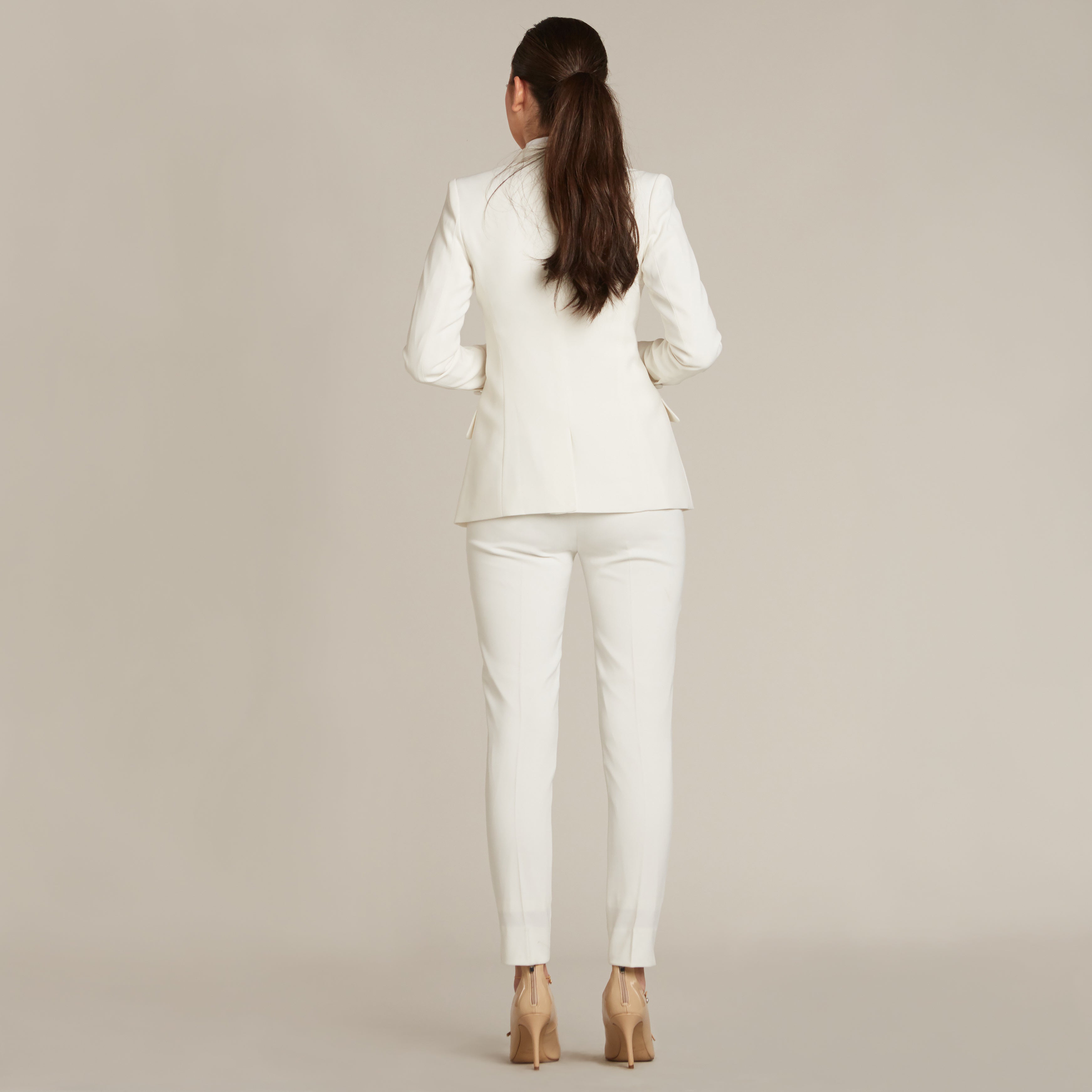 Pearl White Ultra Slim Fit Women's Pants – LITTLE BLACK TUX