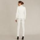 Pearl White Slim Fit Tuxedo Pants w/ Satin Back Pocket