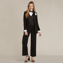 Black Straight Wide Fit Tuxedo Pants w/ Satin Back Pocket