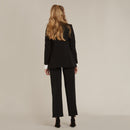 Black Straight Wide Fit Tuxedo Pants w/ Satin Back Pocket