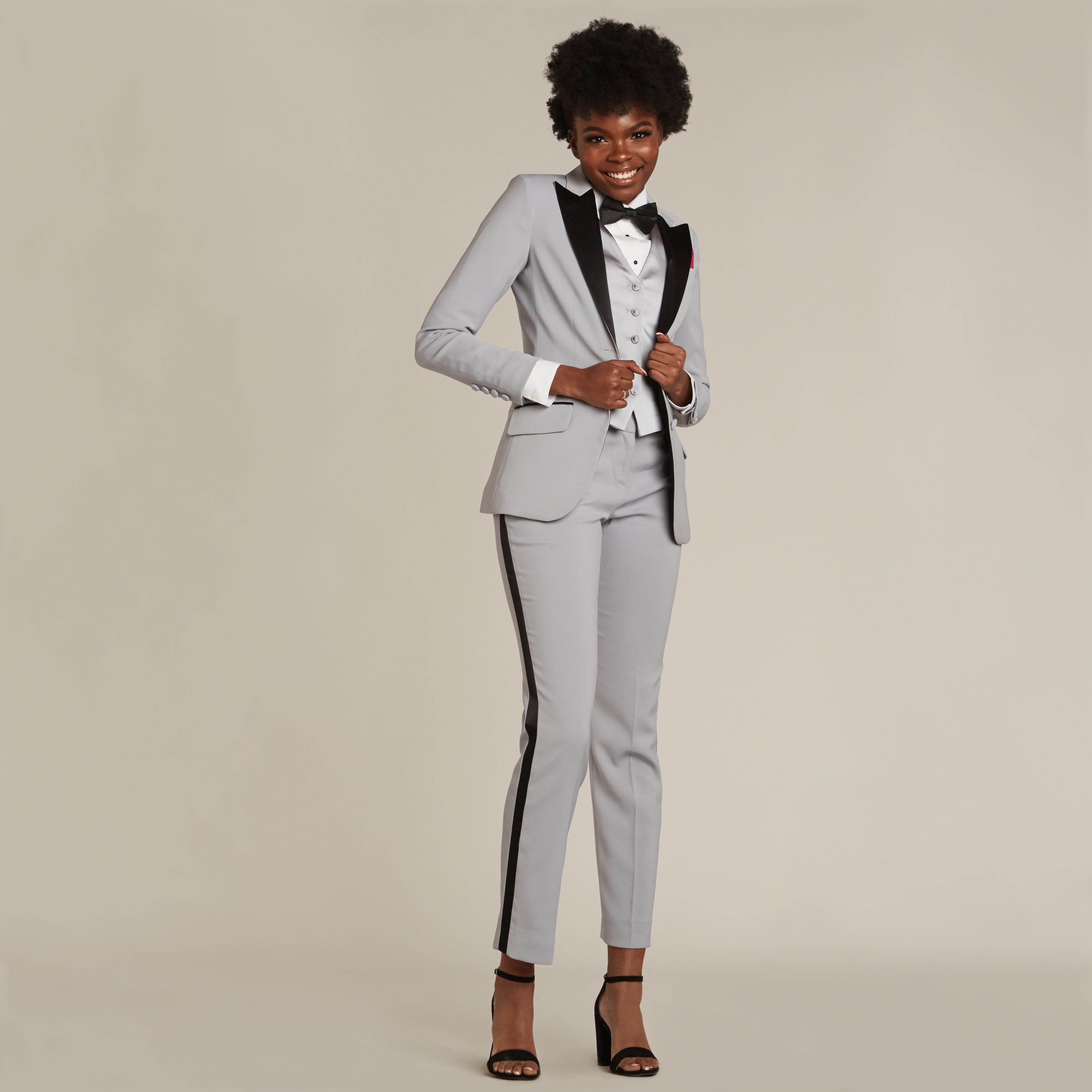 Silver Gray Tuxedo Vest - Women’s Tuxedo Suits | girls prom tuxedo | gal tux | Wedding Party, Bridesmaids