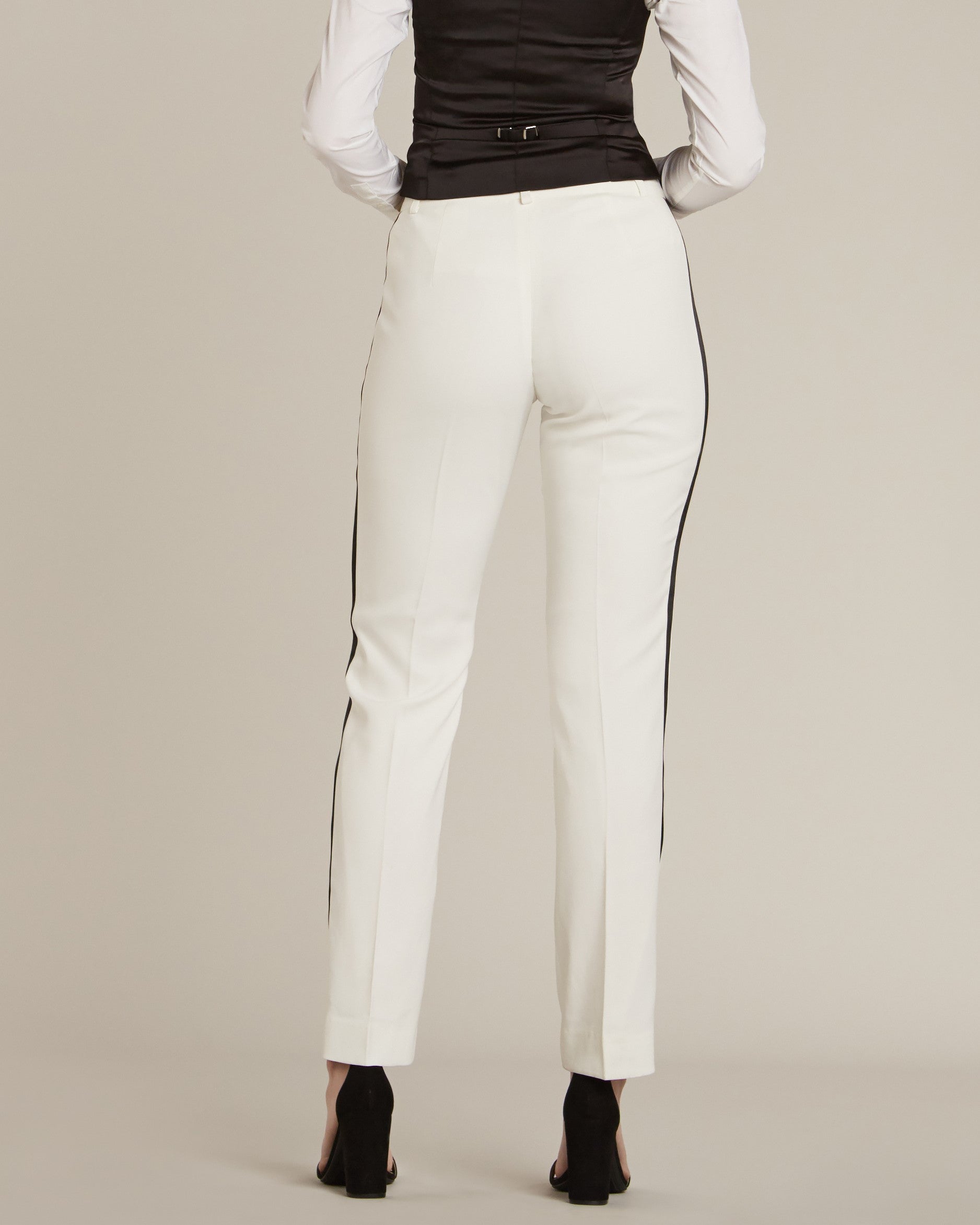 Diamond White & Black Slim Fit Tuxedo Pants - Women’s Tuxedo Suits | girls prom tuxedo | gal tux | Wedding Party, Bridesmaids