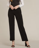 Black Straight Wide Fit Tuxedo Pants w/ Satin Back Pocket