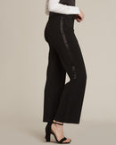 Black Straight Wide Fit Tuxedo Pants w/ Satin Back Pocket