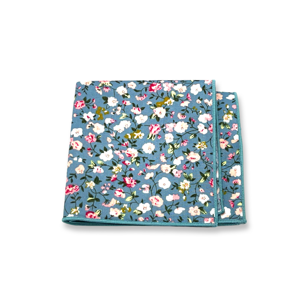 Teal Floral Pocket Square